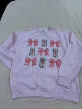 Pink Graphic Sweatshirt with Diet Coke Cans & Bows